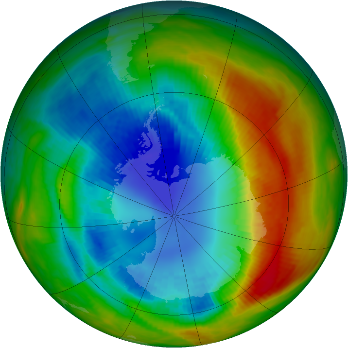 Antarctic ozone map for 29 August 1988